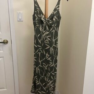 Vintage Elegant Green Patterned Embroidered Dress